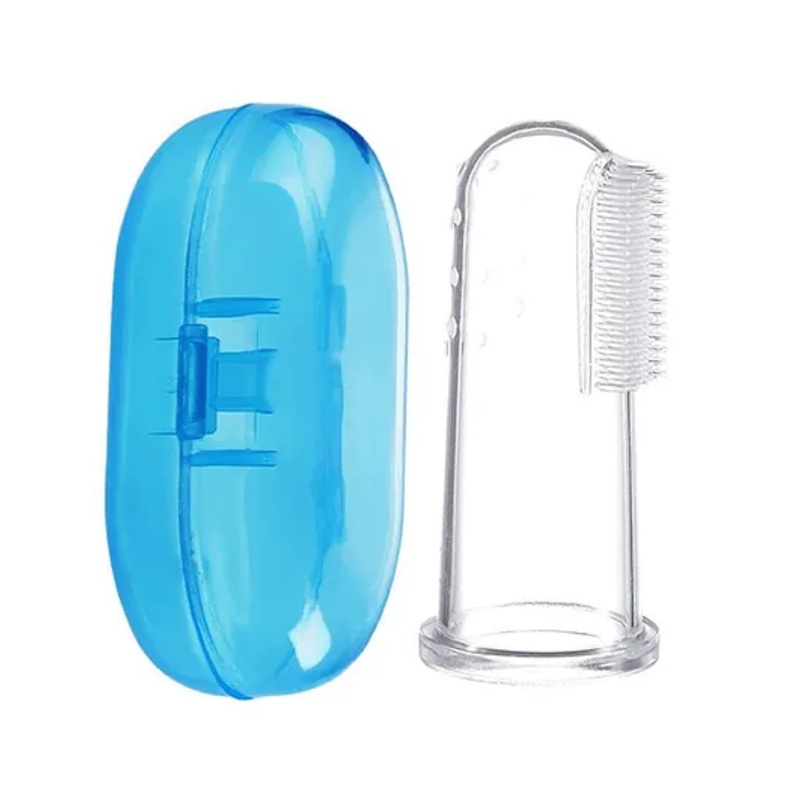 Numum Baby Silicone Soft Bristles Finger Brush Blue (Color and design may vary)