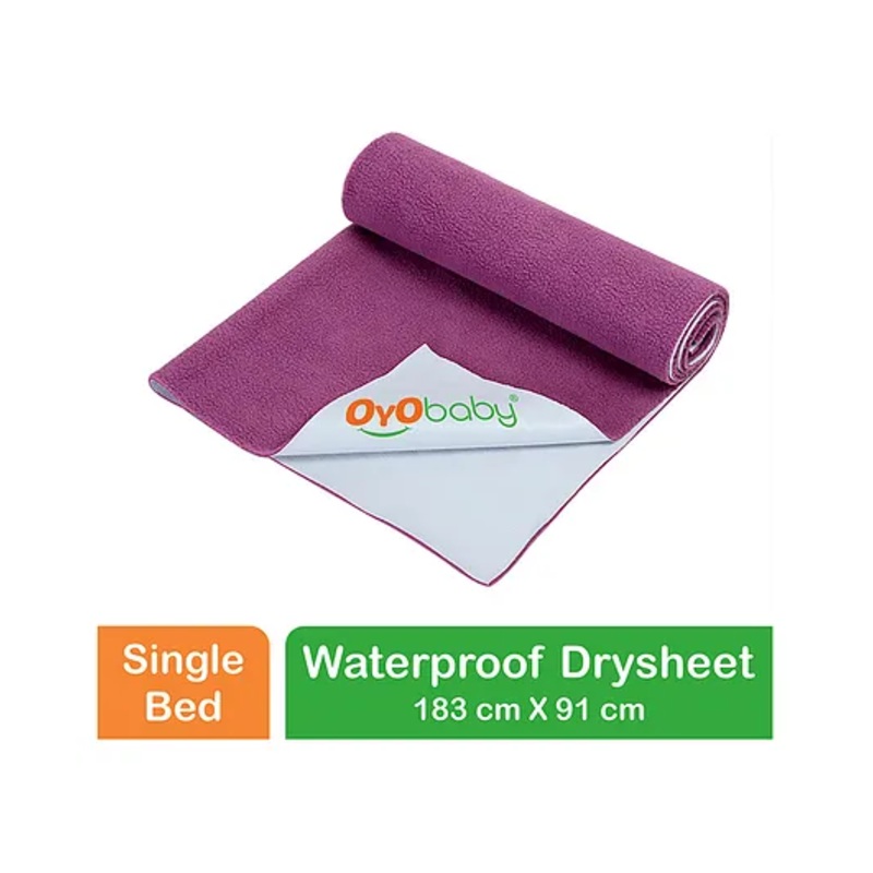 OYO BABY Anti-Piling Fleece Extra Absorbent Instant Dry Sheet, Baby Bed Protector, Waterproof Sheet, Single bed (72 x 36 Inch), Plum