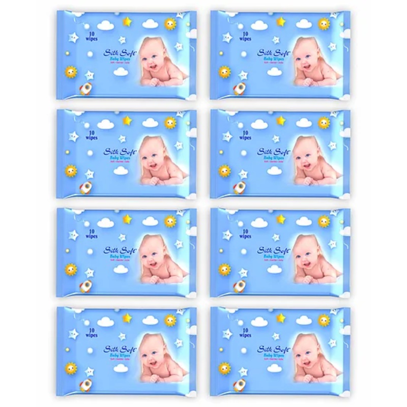 Silk Soft baby wet wipes 10 pulls without lid – Pack of 8