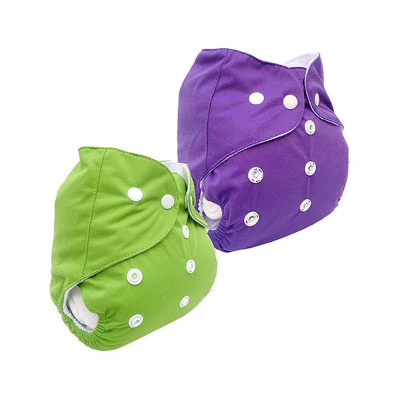 Sparkle Joy Free Size Reusable Cloth Diaper Without Insert Pack Of 2 – Green & Purple