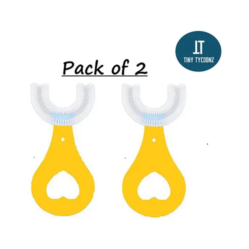 Tiny Tycoonz Soft Sillicone U Shaped Toothbrush Pack of 2 – Yellow
