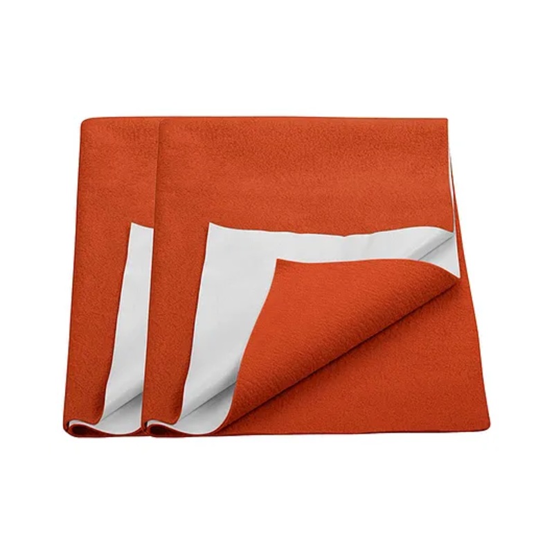 Trance Home Linen Supersoft Baby Dry Sheet Quick Dry Waterproof Sheet for Kids Pack of 2- Small, Brick Red