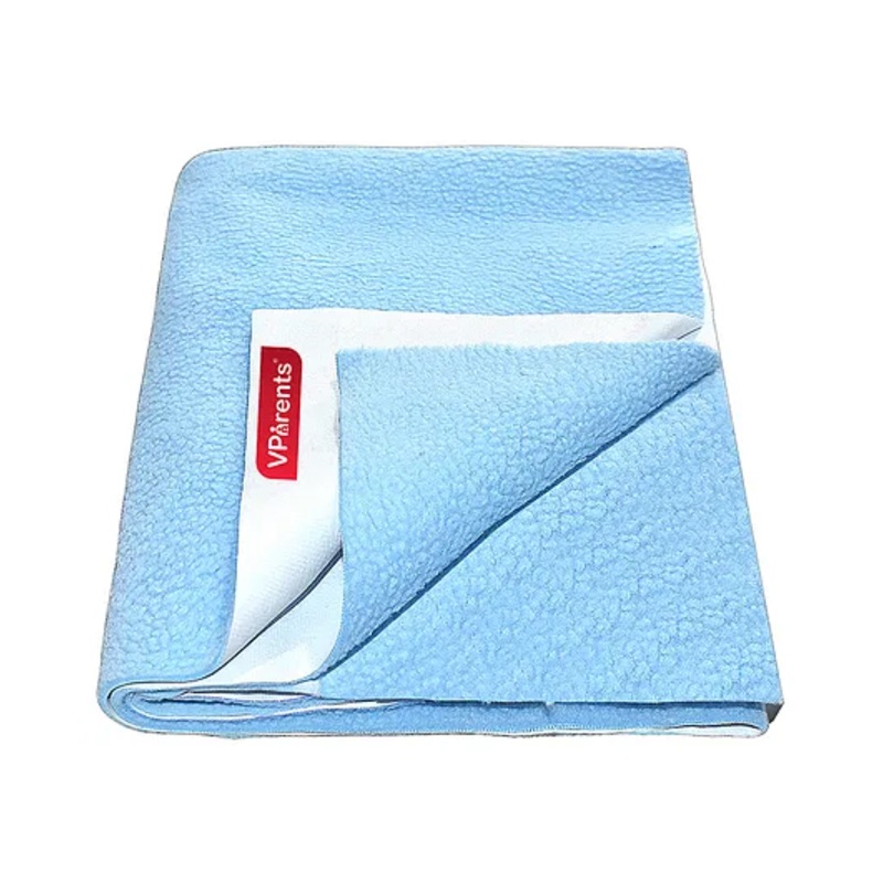 VParents Chubby Cheeks Water Proof Baby Bed Protector Reusable Dry Sheet  Small – Light Blue