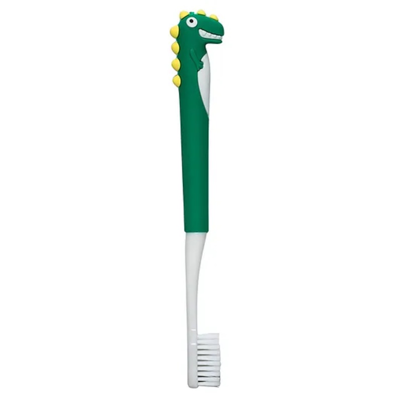Adore Dino Toothbrush with Storage Case and Silicone Grip- Green
