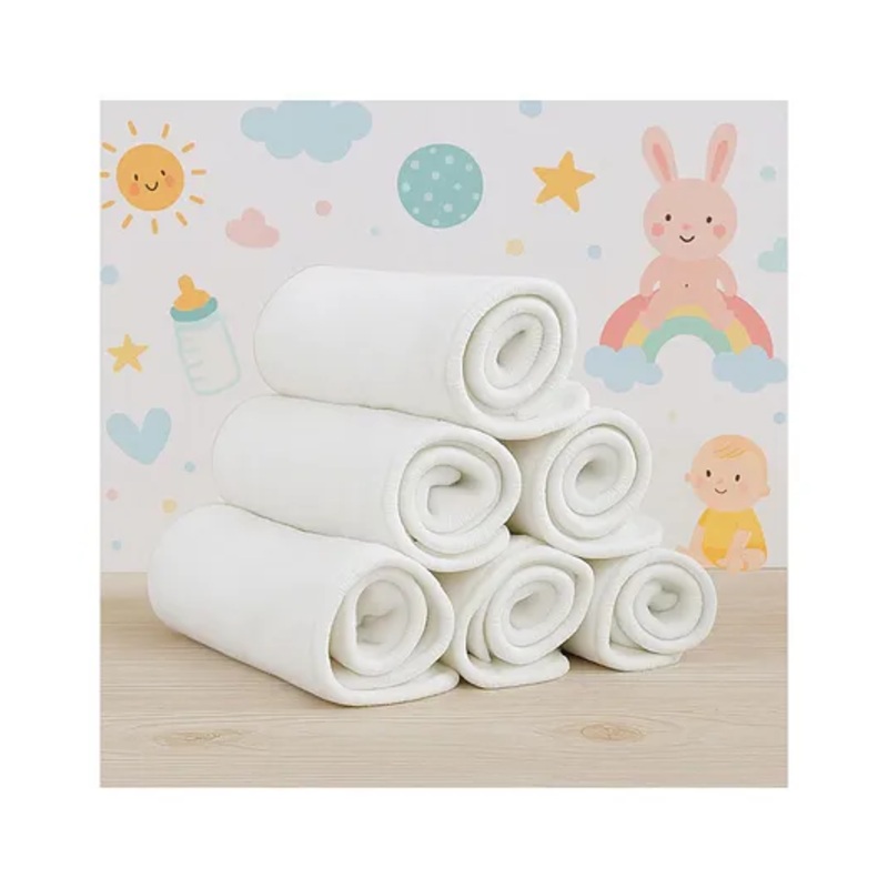 AEREX Reusable White Inserts Pads for Diapers Bamboo Charcoal Inserts Liners Natures Cloth Diaper Liner Wet Free Booster Inserts Nappy Inserts for Baby Cloth Diapers (Pack of 9)