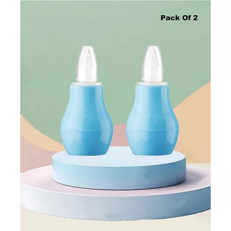 Baby Miniature Baby Nasal Nose Aspirator Suction Cleaning Tool Mucus Congestion Relief Teether Manual Nasal Aspirator-Pack of 2-Blue and Yellow Color