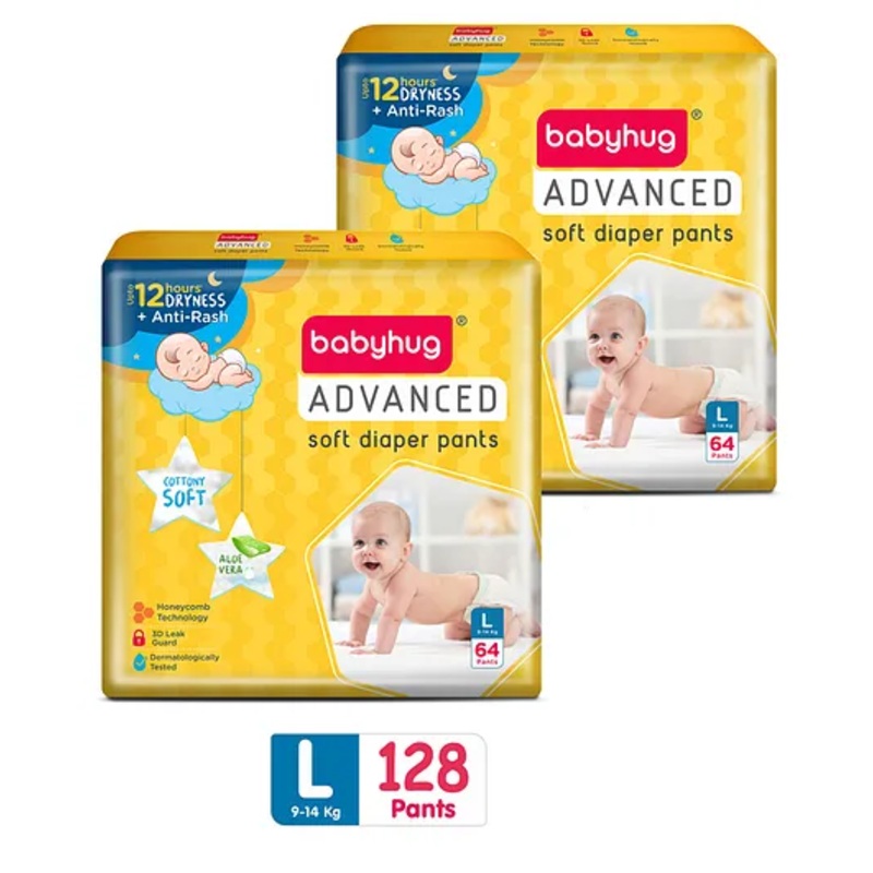Babyhug Advanced Pant Style Diapers Large Pack of 2 – 64 Pieces Each