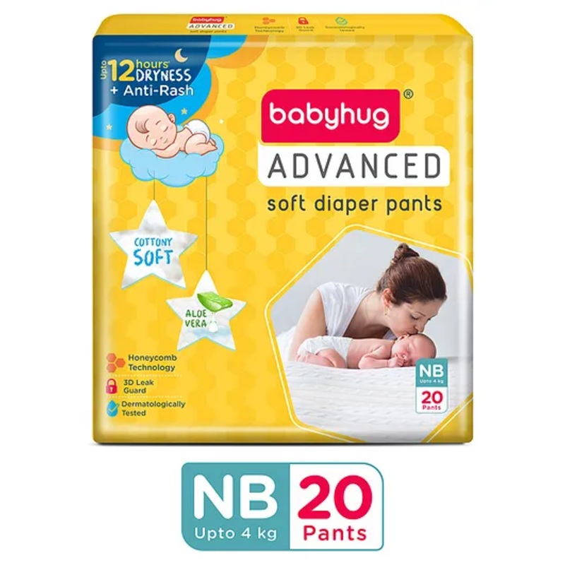 Babyhug Advanced Pant Style Diapers New Born (NB) Size – 20 Pieces