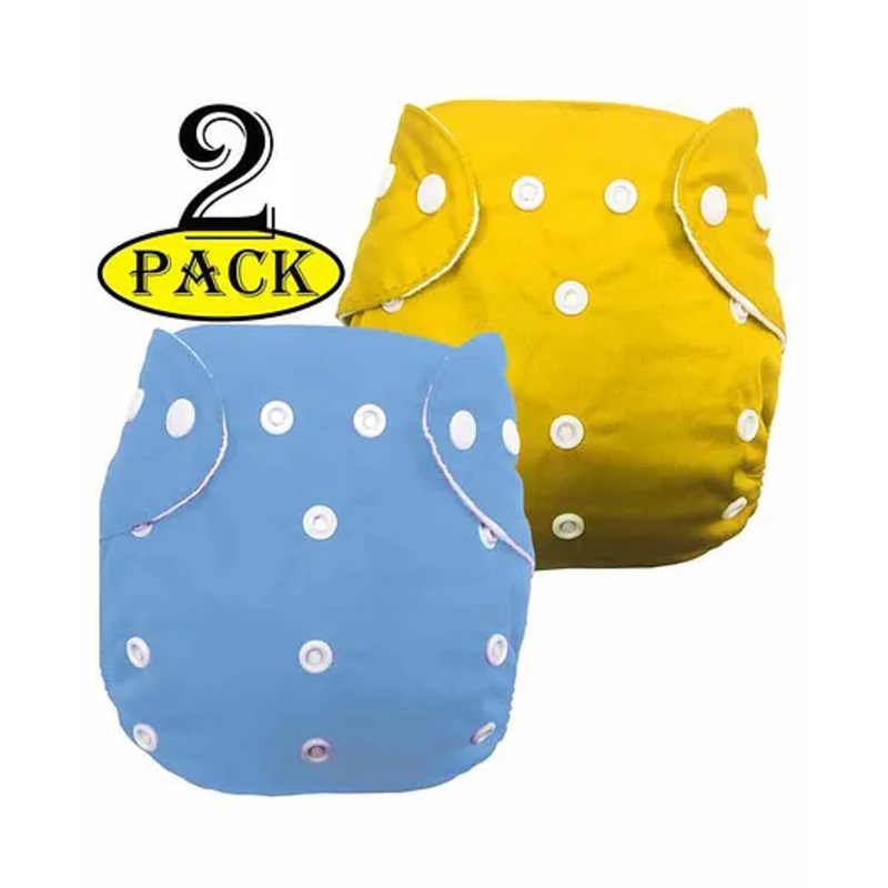 BabyMoon Reusable Cloth Diaper Set of 2 – Yellow Blue (No Insert )