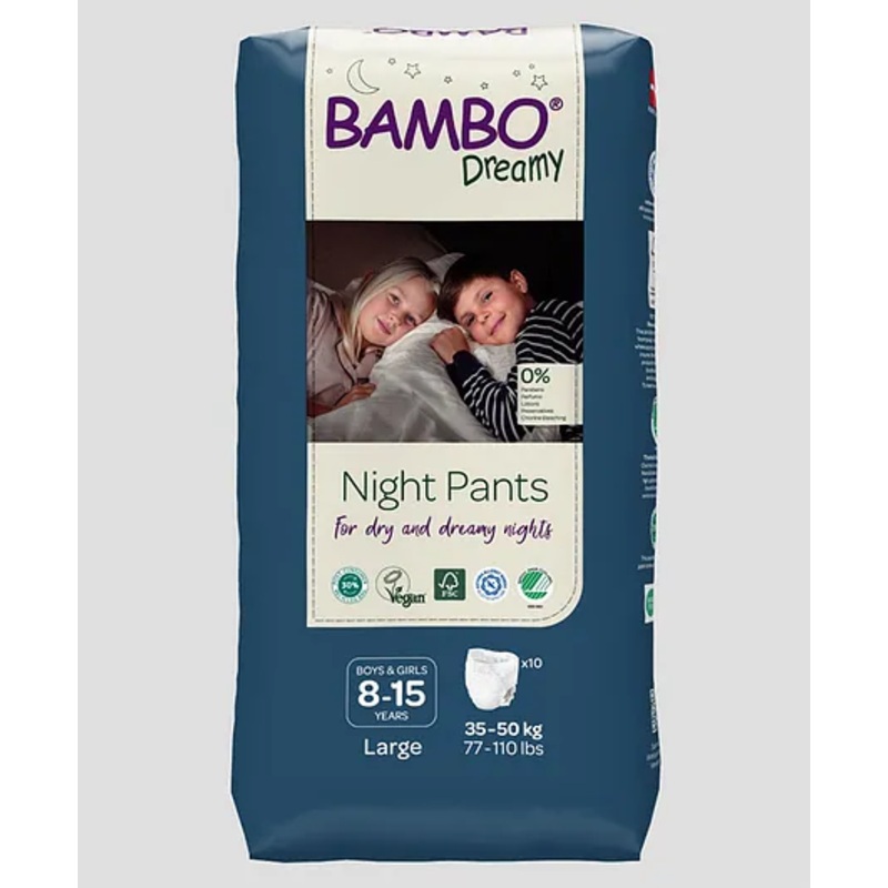Bambo Nature Skin Friendly Night Pants 8-15 years L Size – 10 Pieces