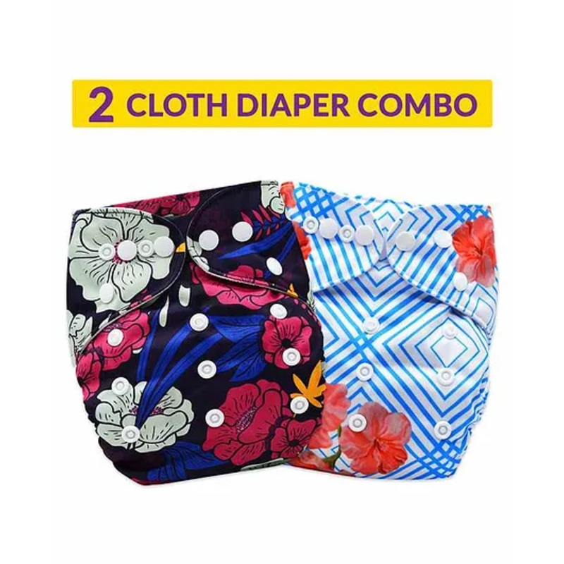 Bembika Reusable Cloth Diapers Floral Print Pack of 2 – Blue