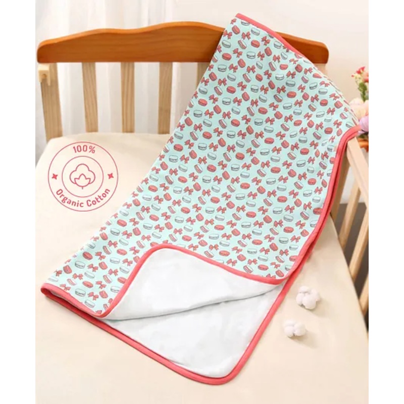 Bonfino Premium Cotton Diaper Changing Mat Macaroon Print – Pink