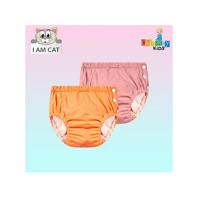 Chinmay Kids Reusable Swimwear Diaper Pants Set Of 2 – Orange & Pink