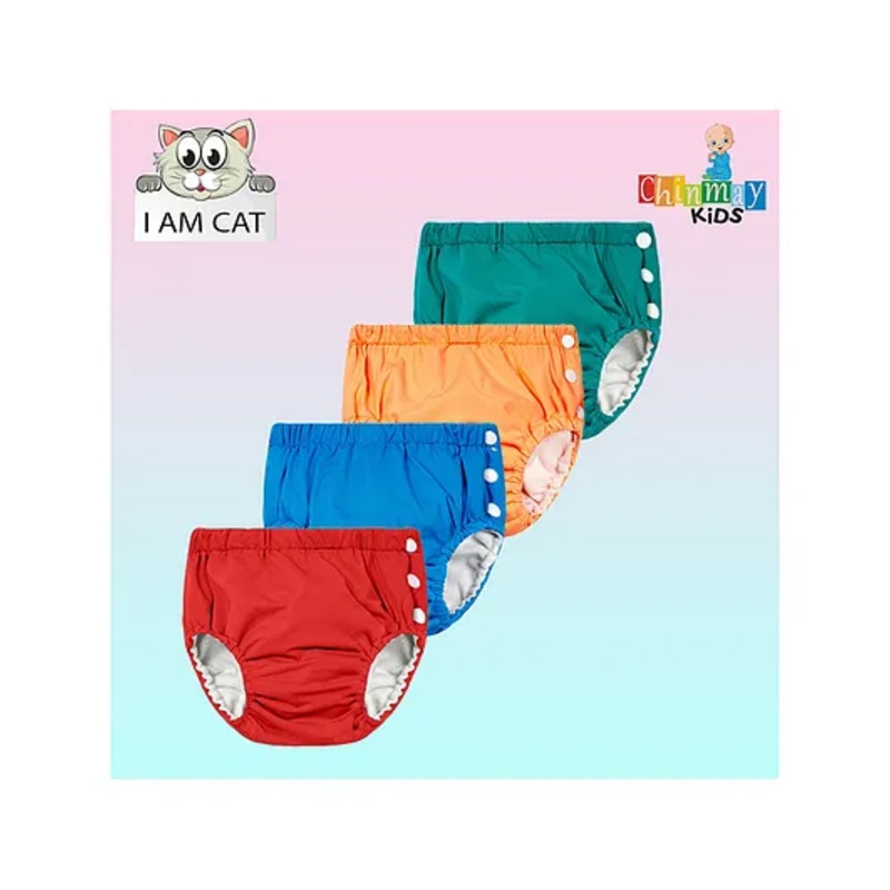 Chinmay Kids Reusable Swimwear Diaper Pants Set Of 4 – Red Orange Green & Blue
