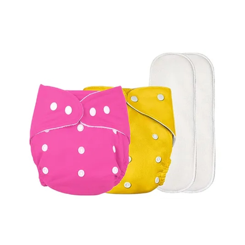 Deedry Cloth Reusable Diapers With Insert Pack of 2 – Yellow & Pink