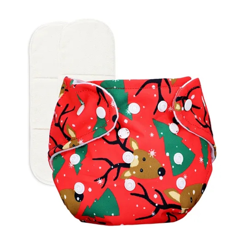 Deedry Reusable Adjustable Cloth Diapers with 2 Inserts – Red