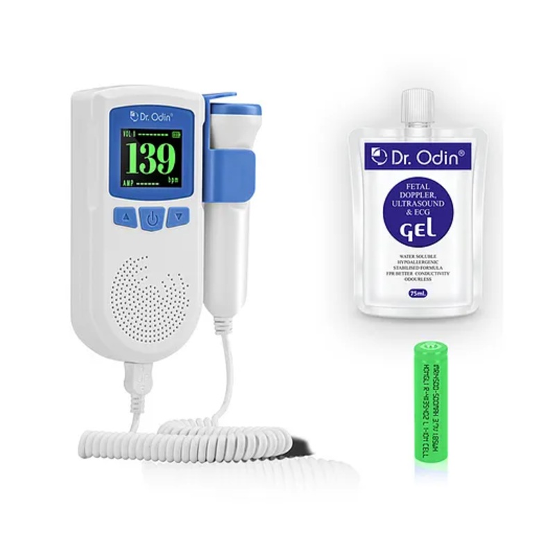 Dr. Odin Fetal Doppler Heart Rate Monitor with USB Charging Headphone Jack Built In Speaker – Blue
