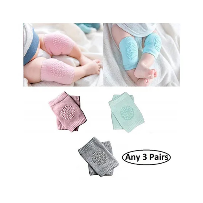 Enorme Baby Pair of 3 Anti-Slip Safety Protector Knee and Elbow Crawling Pads for Babies- Color May Vary