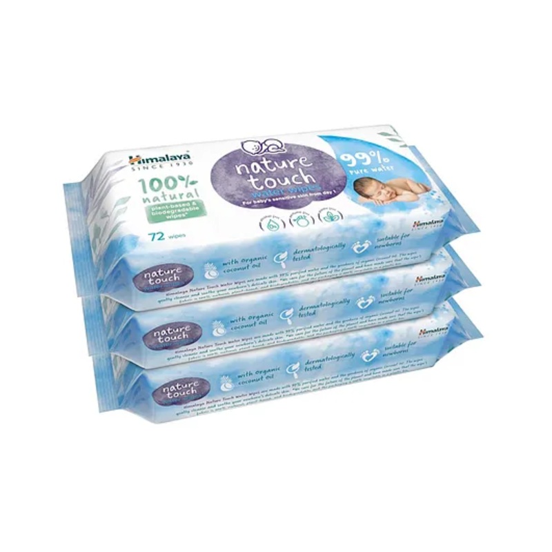 Himalaya Babycare Nature Touch Water Unscented Baby Wipes Pack of 3 – 72 pieces each