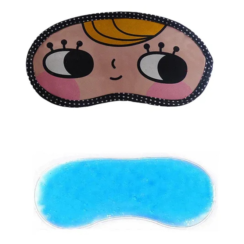 Jenna Yellow Hair Happy Printed Sleeping Eye Mask With Cooling Gel – Multicolour