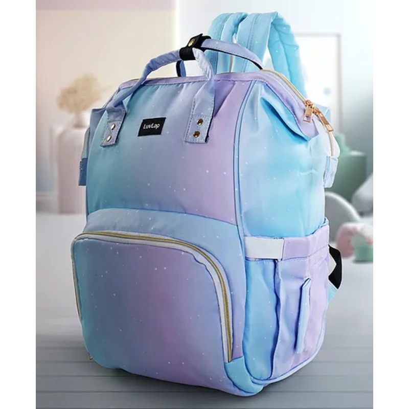Luvlap Multifunctional Waterproof Diaper Bag-Backpack Cum Tote Bag with Stars Print – Light Blue