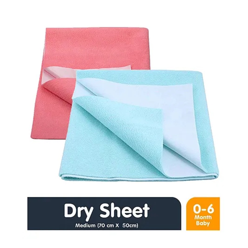 Moms Home Kids Solid Waterproof Protector Dry Sheet Pack Of 2 – Pink & Blue