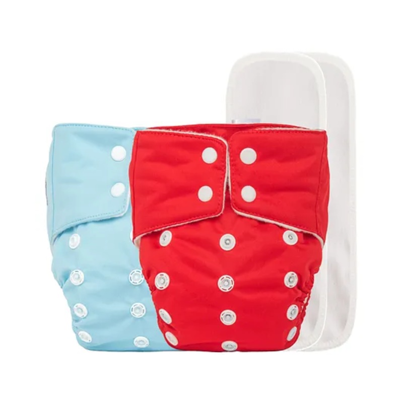 Mylo Baby Freesize Adjustable Cloth Diapers with 2 Free Insert Oeko Tex Certified  Pack of 2 – Red & Blue