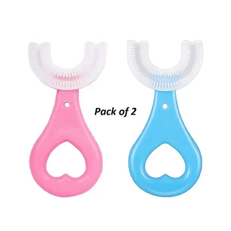 ORTIS Soft Silicone 360 Degree U Shaped Toothbrush For Kids Pack Of 2 (Color May Vary)