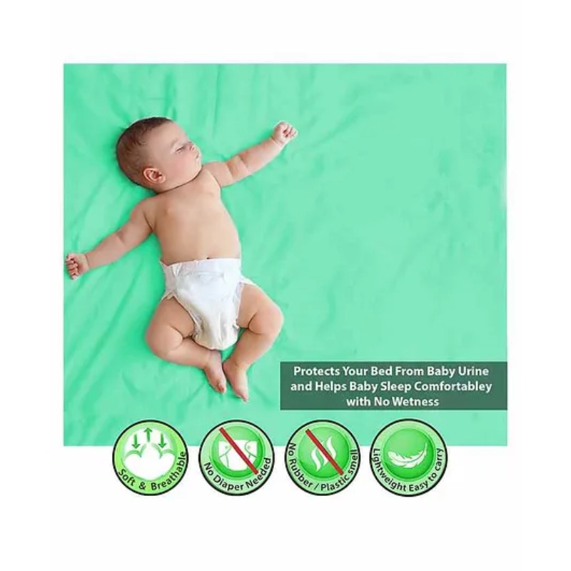 Polka Tots Premium Waterproof Baby Dry Sheet Bed Protector  Extra Large (140 x 200 CM, Mint)