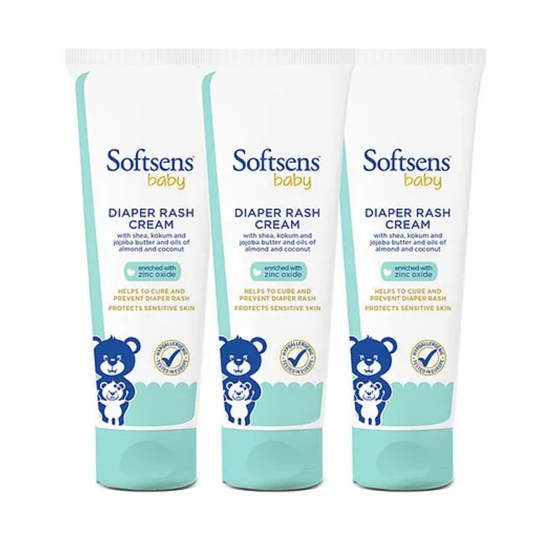Softsens Baby Natural Diaper Rash Cream Enriched With Aloe Vera Juice and Shea Butter Pack of 3 – 50 g Each