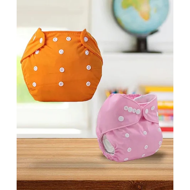 Sparkle Joy Free Size Reusable Cloth Diaper Without Insert Pack Of 2 – Orange & Pink