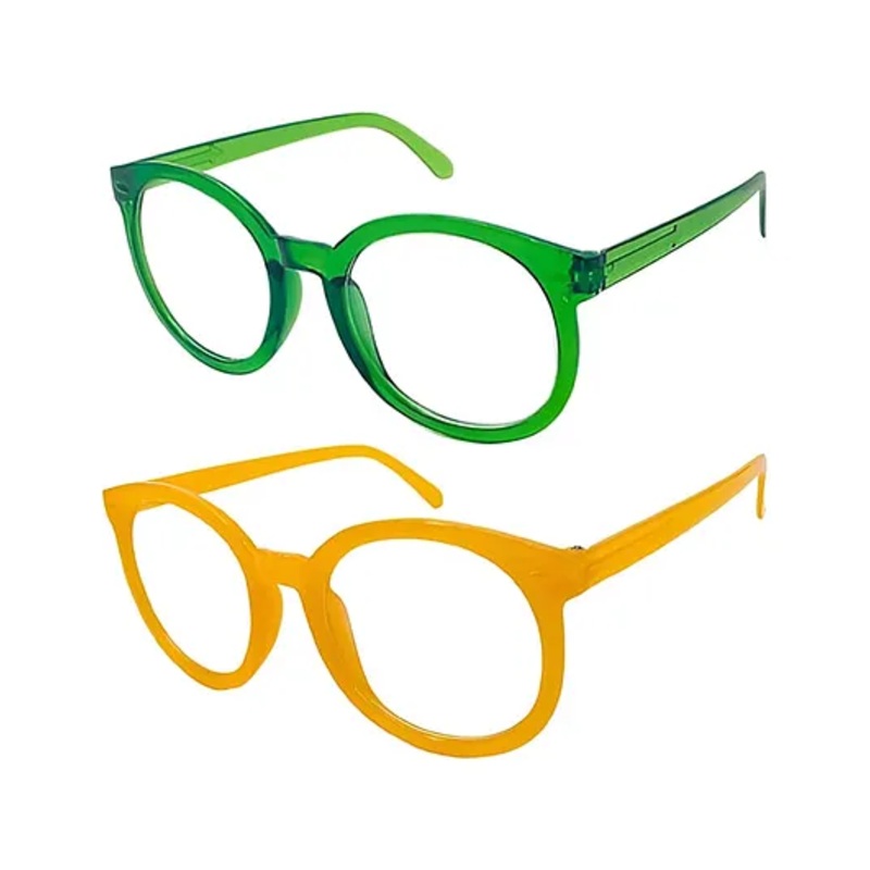 SYGA Pack of 2 Women Anti-Blue Light Radiation Ins High-Value Plain Glasses (Green, Orange)