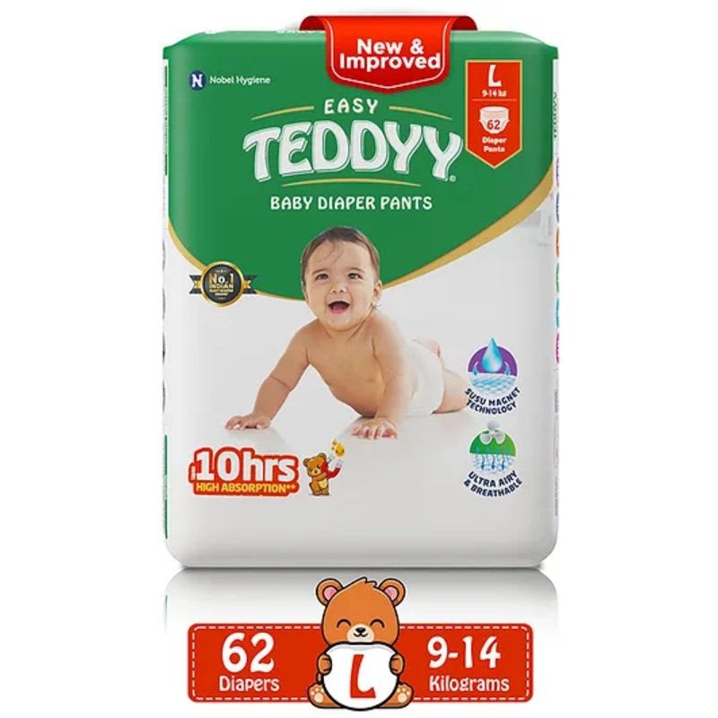 Teddyy Baby Easy Pant Diapers Large 62 Diapers (Pack of 1)  9-14 kgs