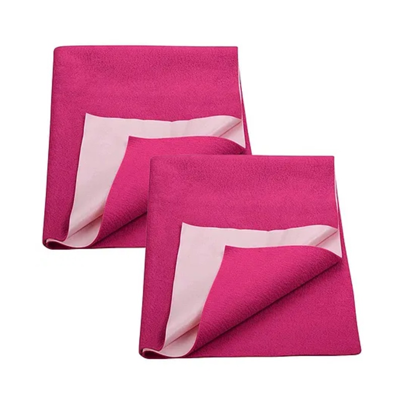 Trance Home Linen Supersoft Soft Extra Absorbent Water Proof Baby Dry Sheet for Kids- Medium Pack of 2 – Berry Pink