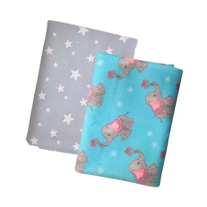 Zikku Waterproof Mat Quick Absorbency Combo Star & Elephant Print Small – Blue & Grey