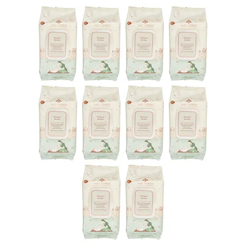 Baby Forest Mulmul Baby Wipes, Ultra-soft, Water-based, 3X thicker and softer wipes 72 Wipes each, Pack of 10