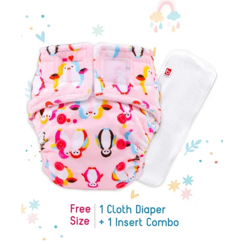 Babyhug New Born Reusable Cloth Nappies With SmartDry Animal Print  – Pink