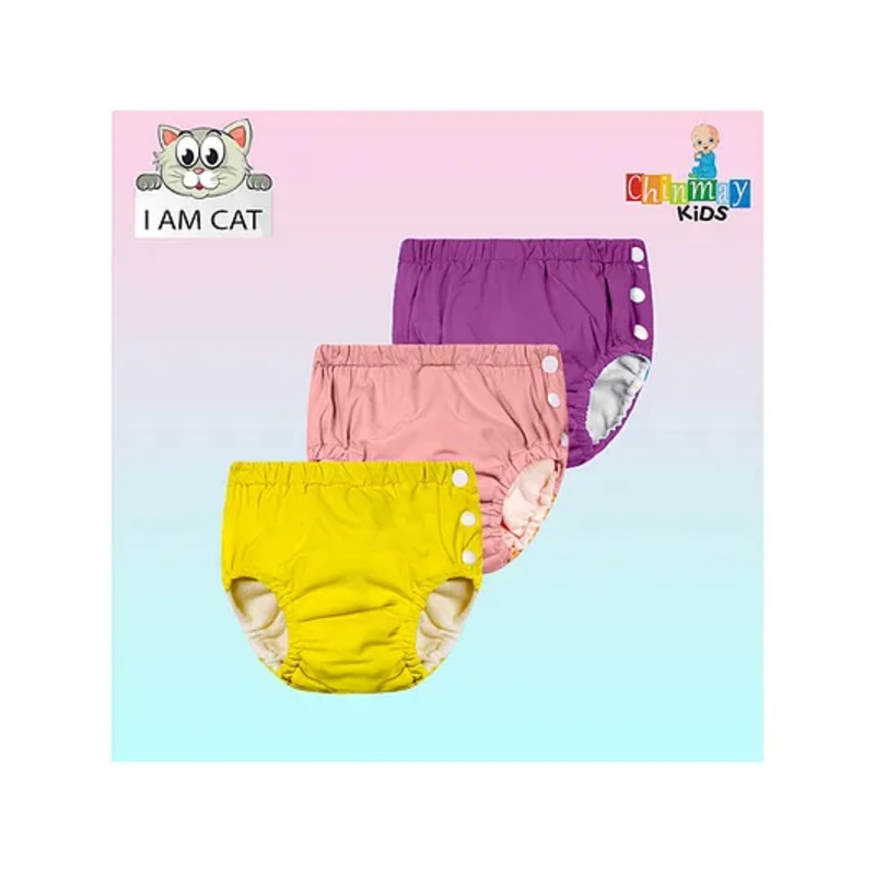 Chinmay Kids Reusable Swimwear Diaper Pants Set Of 3 – Purple Pink & Yellow