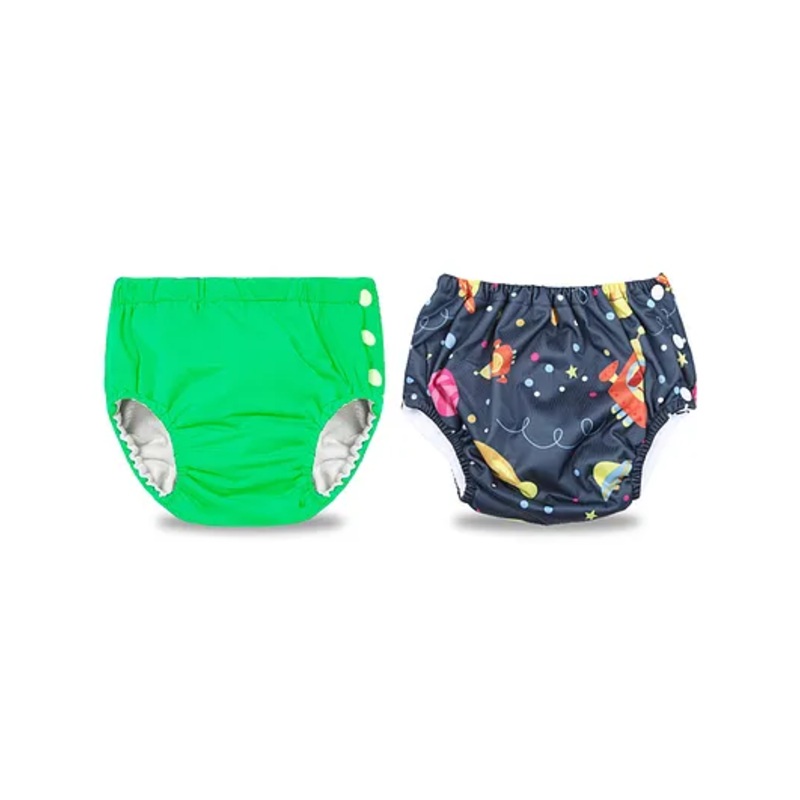 Chinmay Kids Swimming Pants Reusable Swimwear Diaper Pool Pants Pack of 2 – Green & Dark Blue