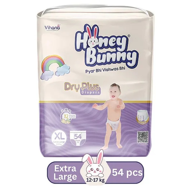 HONEY BUNNY Baby Diaper Pants Super Soft Dry Plus 12 Hour protection – pack of 54 XL – XL