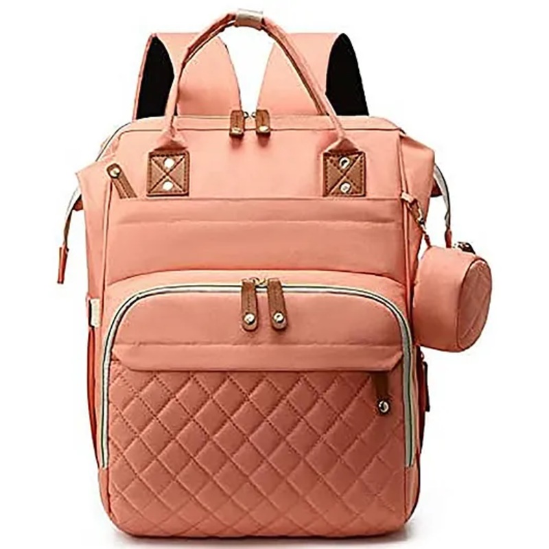 House of Quirk Diaper Bag Maternity Backpack, Baby Girl Boy Diaper Bag for Dad Mom with 16 Pockets, Pad Pacifier Case Unisex Large Diaper Bag for Travel – Pink