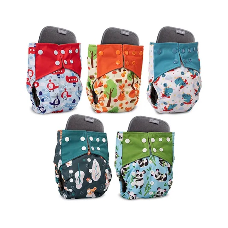 LuvLap Reusable Baby Cloth Diapers Combo Pack of 5 – Multicolor
