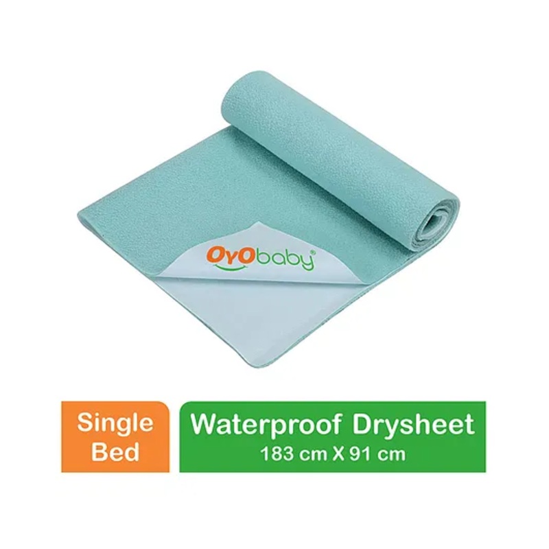 OYO BABY Anti-Piling Fleece Extra Absorbent Instant Dry Sheet, Baby Bed Protector, Waterproof Sheet, Single bed (72 x 36 Inch), Sea Green