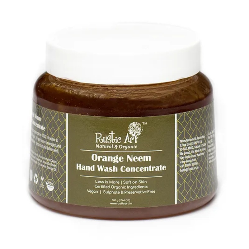 Rustic Art Organic Orange Neem Hand Wash Concentrate – 500 gm