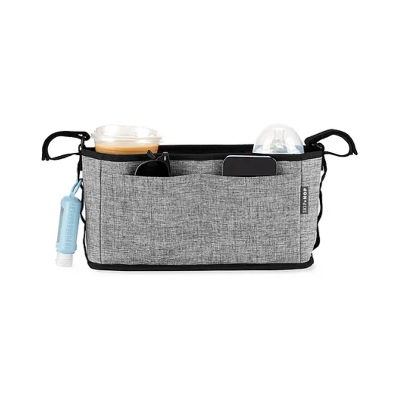Skip Hop G-G Ultra Stroller Organizer  Black-Grey Stripes  Birth+ to 24M