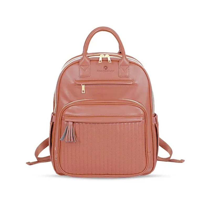 StarAndDaisy Baby Diaper Bag for MothersMom Travel Maternity Backpack with Insulated Milk Bottle Pocket Multi Compartments Waterproof Travel Friendly Lightweight – Reddish Brown