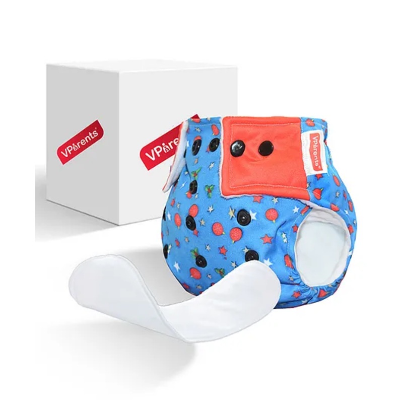 VParents Reusable and Adjustable Cloth Diapers with Ultra Absorbent Insert – Blue