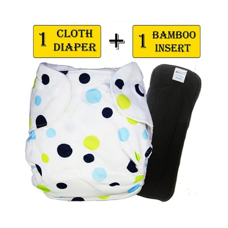 Babymoon Free Size Reusable Cloth Diaper with Insert – White