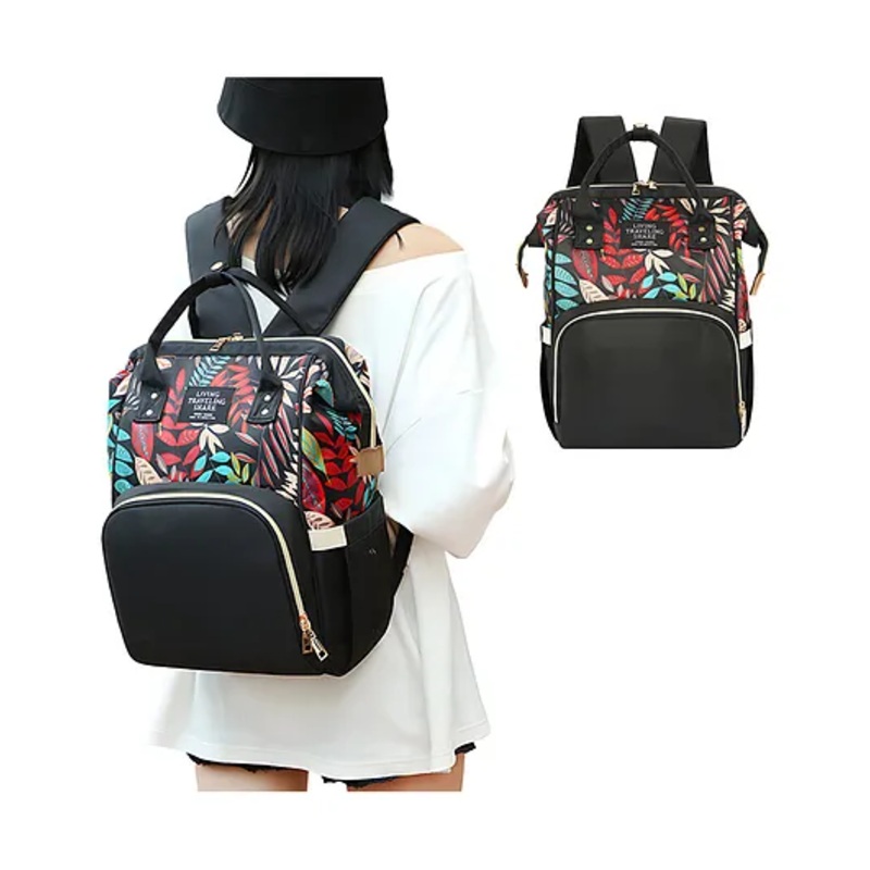 Bembika Diaper Bag Leaf Print – Multicolour