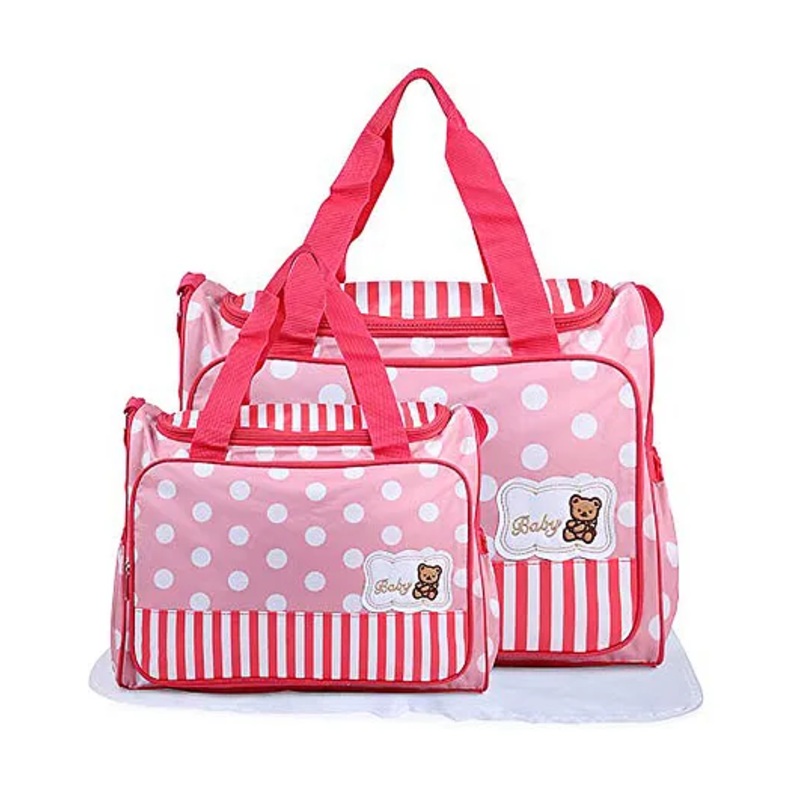 Fiddlerz Baby Bag Set with Large and Small Bags Dot Design Multi-Pocket Organizer for Baby Essentials Travel-Friendly